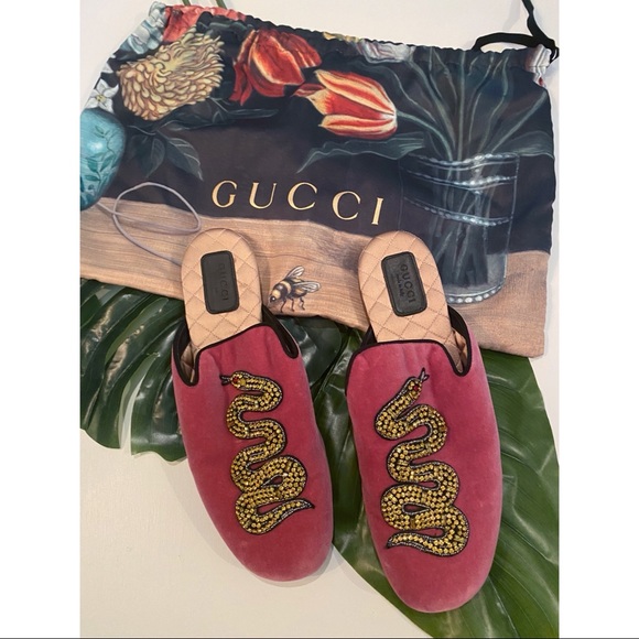 Gucci velvet crystal snake slides - Picture 2 of 6